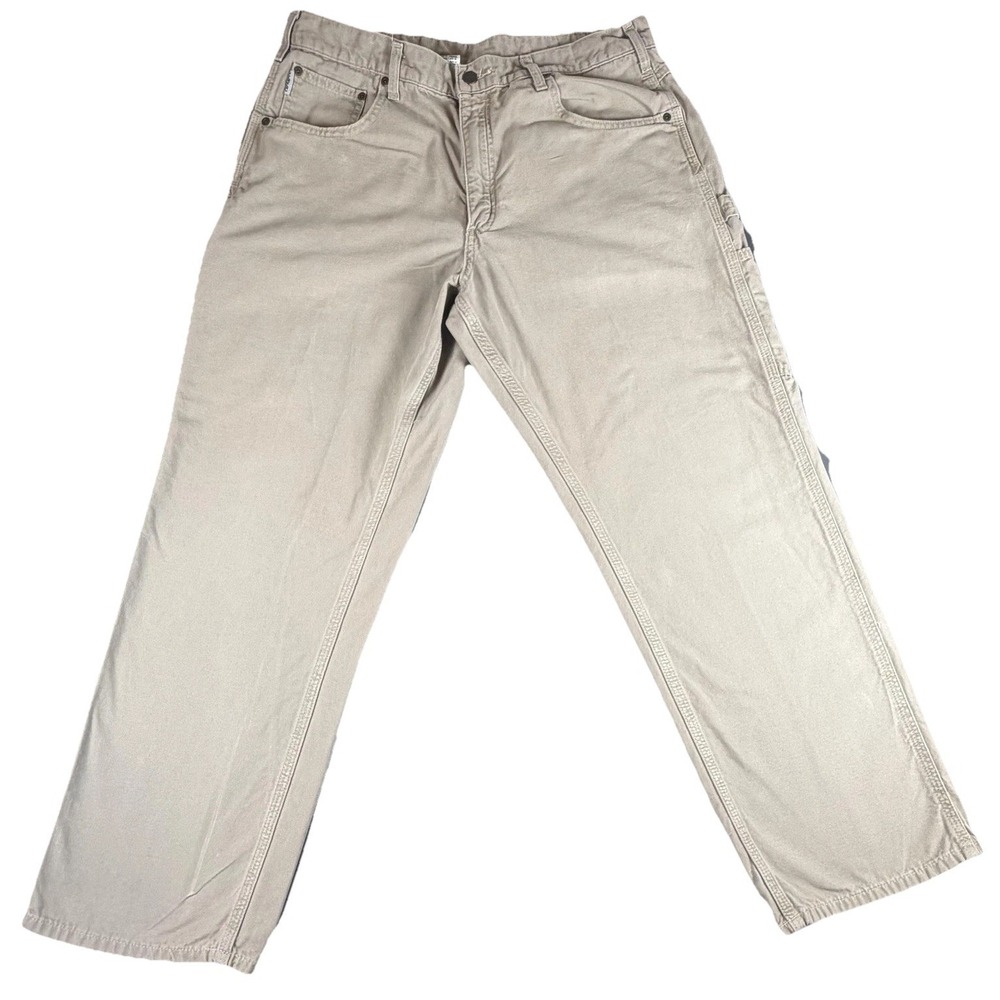 Carhartt Pants Mens 36x30 Beige Carpenter Relaxed Straight Workwear Pockets